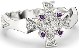 Alexandrite Silver Celtic Warrior Trinity Knot Sword Ring Mens Ladies Unisex