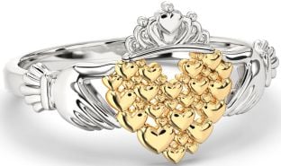 Gold Silver Claddagh Heart Ring