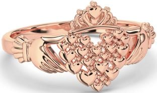 Rose Gold Silver Claddagh Heart Ring