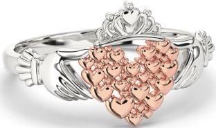 White Rose Gold Claddagh Heart Ring