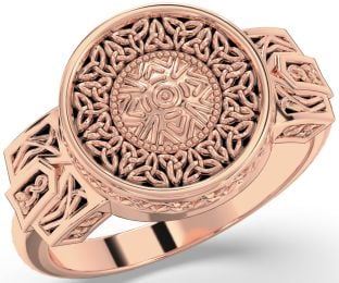 Rose Gold Silver Black Rhodium Warrior Celtic Trinity Knot Ring Mens Ladies Unisex