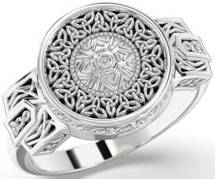 Silver Black Rhodium Warrior Celtic Trinity Knot Ring Mens Ladies Unisex