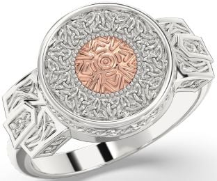 Rose Gold Silver Warrior Celtic Trinity Knot Ring Mens Ladies Unisex