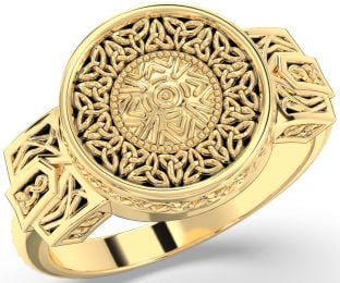 Gold Black Rhodium Warrior Celtic Trinity Knot Ring Mens Ladies Unisex