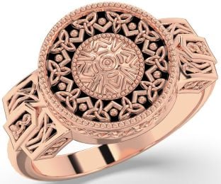 Rose Gold Silver Black Rhodium Warrior Celtic Trinity Knot Ring Mens Ladies Unisex