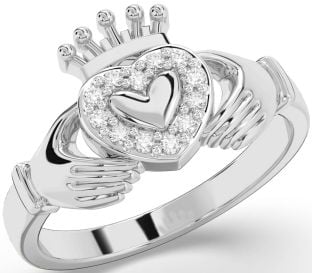 Diamond Silver Claddagh Ring