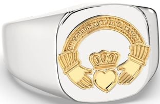 White Yellow Gold Claddagh Irish "Love, Loyalty, & Friendship" Ring Mens Ladies Unisex