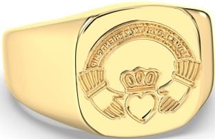 Gold Claddagh Irish "Love, Loyalty, & Friendship" Ring Mens Ladies Unisex