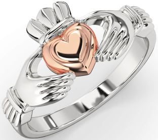 Rose Gold Silver Claddagh Ring