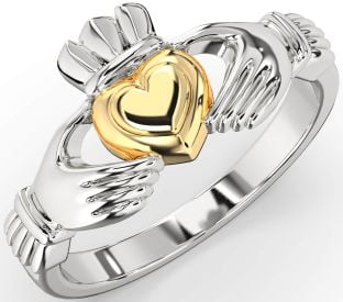 White Yellow Gold Claddagh Ring