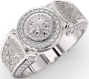 Diamond Silver Celtic Warrior Ring Mens Ladies Unisex