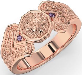 Alexandrite Rose Gold Silver Celtic Warrior Signet Ring Mens Ladies Unisex