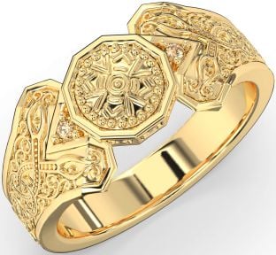 Citrine Gold Celtic Warrior Signet Ring Mens Ladies Unisex