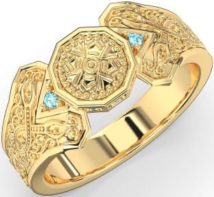 Topaz Gold Celtic Warrior Signet Ring Mens Ladies Unisex