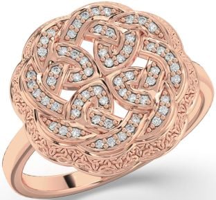 Diamond Rose Gold Silver Celtic Trinity Knot Ring Mens Ladies Unisex