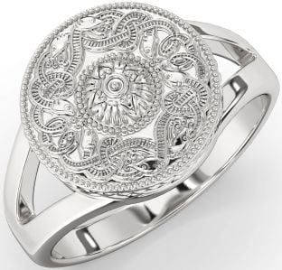 White Gold Warrior Ring Mens Ladies Unisex