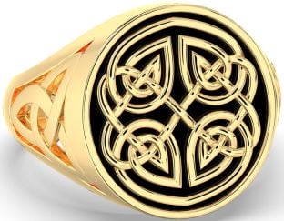 Men's Gold Silver Black Rhodium Celtic Trinity Knot Ring