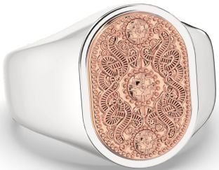 Rose Gold Silver Warrior Signet Ring