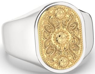 Gold Silver Warrior Signet Ring