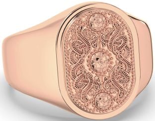 Rose Gold Silver Warrior Signet Ring