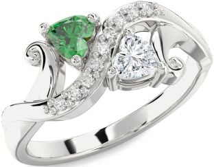 Diamond Silver Two Heart Promise Ring