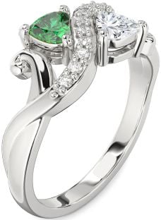 Diamond Silver Two Heart Promise Ring