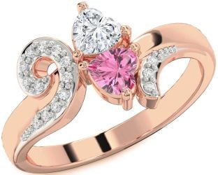 Diamond Rose Gold Two Heart Promise Ring
