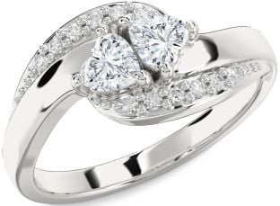 Diamond White Gold Two Heart Ring