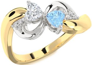 Diamond Platinum & Yellow Gold Infinity Two Heart Promise Ring