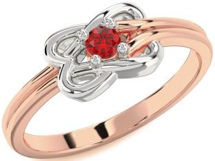 Ruby Platinum & Rose Gold Knot Round Promise Ring