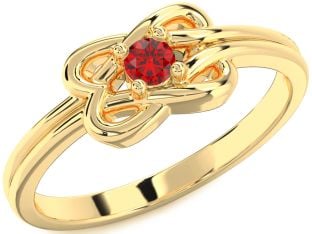 Ruby Gold Knot Round Promise Ring