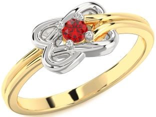 Ruby Platinum & Yellow Gold Knot Round Promise Ring