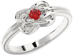 Ruby Platinum Knot Round Promise Ring
