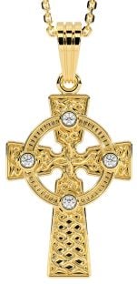 Gold Diamond .12cts Celtic Cross Pendant Necklace