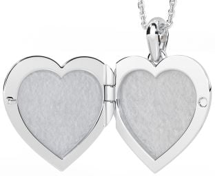 Silver Irish Angel Locket Pendant Necklace