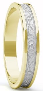 Yellow & White Gold Celtic "Warrior" Band Ring - 5mm width