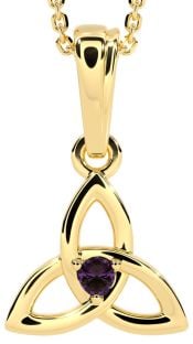 Gold Alexandrite Purple .06cts Celtic Knot Pendant Necklace - June Birthstone