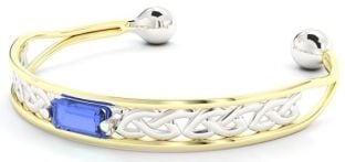 14K tofarvet guld sølv safir keltisk armbånd armbånd