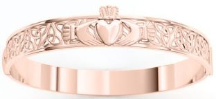 14K Rose Gold Solid Silver Claddagh Celtic Knot Bracelet