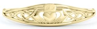 Brazalete de pulsera con nudo celta Claddagh irlandés de plata recubierta de oro de 14K