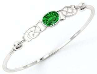 Silver Emerald Irish "Celtic Knot" Bracelet