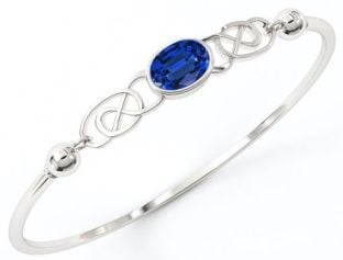 Silver Sapphire Irish Celtic Knot Bracelet