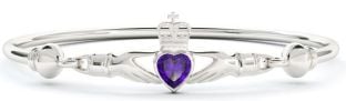 Silver Amethyst Celtic Claddagh Bracelet