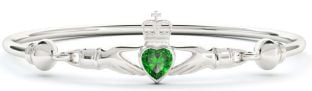 Silver Emerald Celtic Claddagh Bracelet