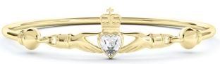 14k Gold coated Silver Diamond Celtic Claddagh Bracelet