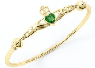 Silver Emerald Celtic "Claddagh" Bracelet