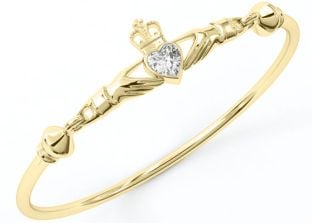14k Gold coated Silver Diamond Celtic "Claddagh" Bracelet