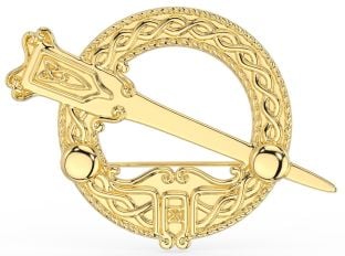 14K Yellow Gold Solid Silver Celtic Ardagh Brooch