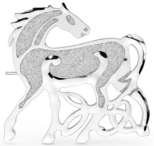 Silver Irish Celtic Horse Brooch Pin