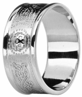 Mens 10K/14K/18K White Gold Celtic "Warrior" Wedding Band Ring